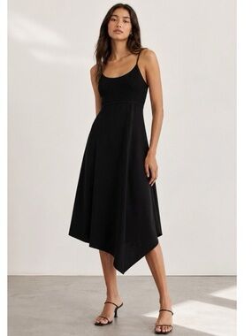 Theory Black Slip Flared  Midi Dress - NWT